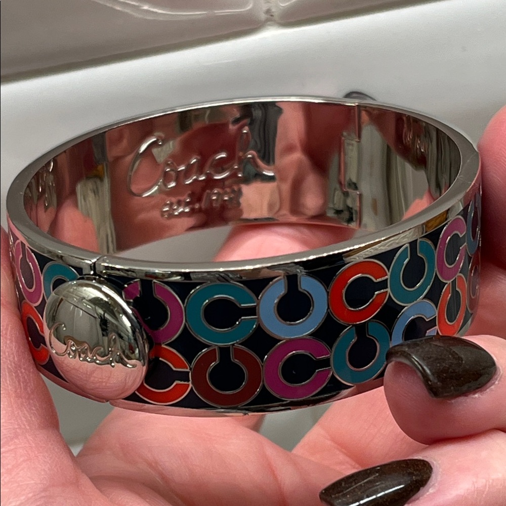 Coach Enamel Hinged Bangle Euc - image 5